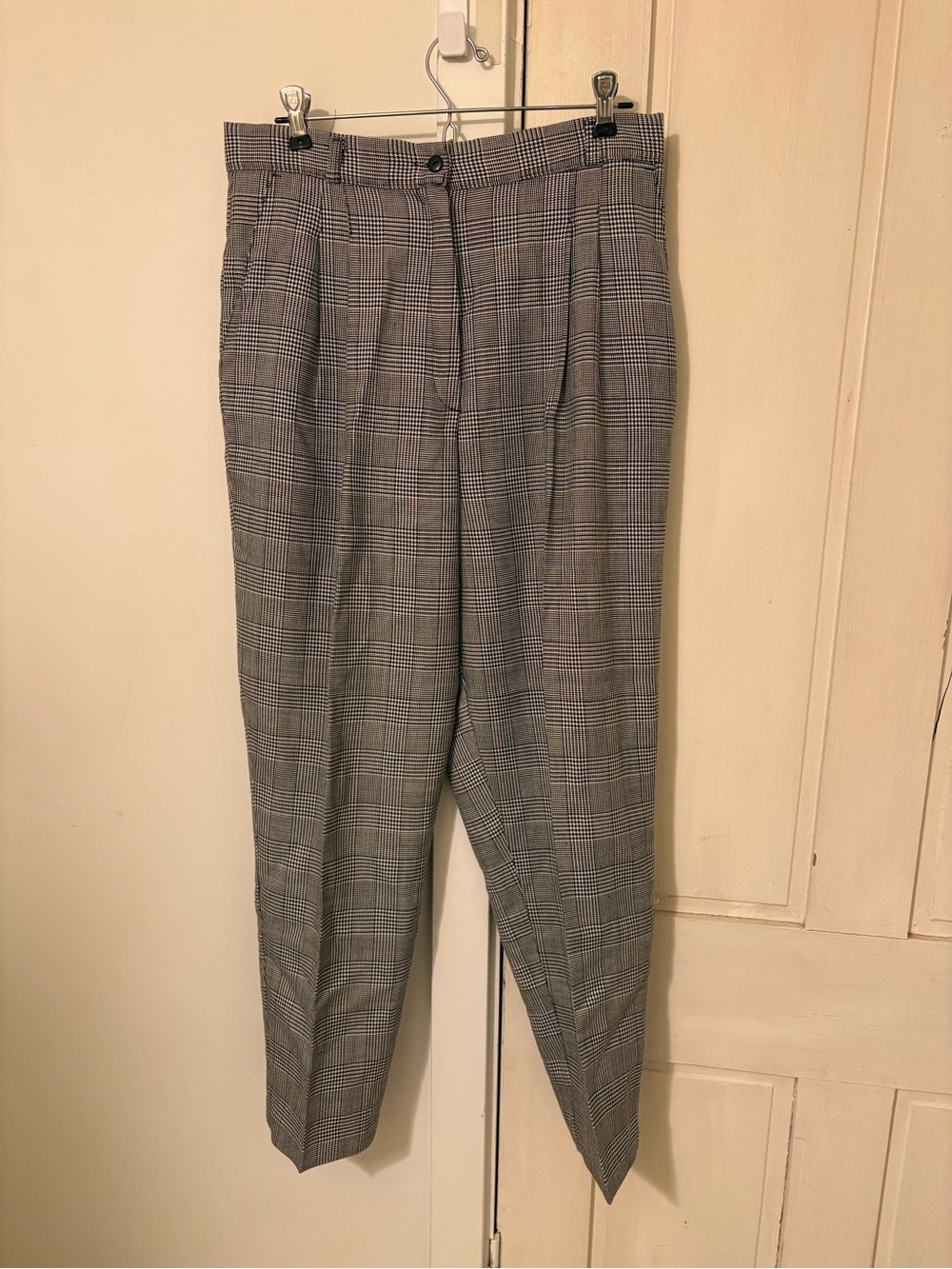Tailored Gray Glen Plaid Trousers - Classic Straight Fit